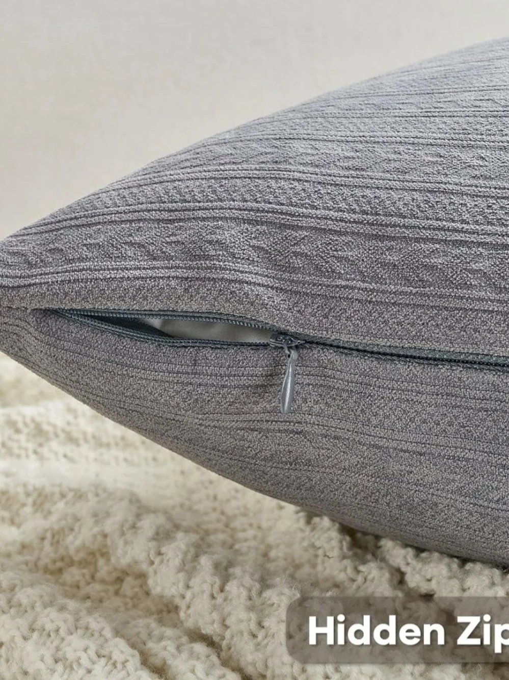 Gray Textured Knit Throw Pillow Covers- Stylish Accent for Home Bedding NIB